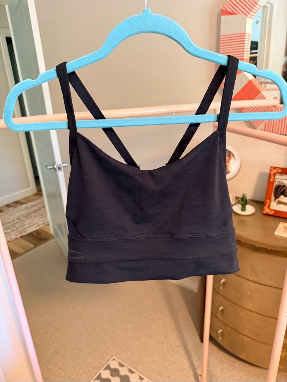 manduka Black Strappy Cropped Sports Bralette